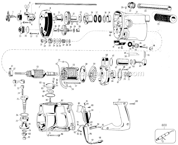 Page A Diagram and Parts List for 5045 Type AA Black and Decker Hammer Drill